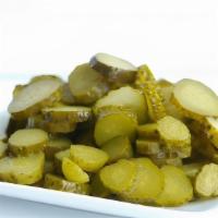 Kosher Dill Pickles By The Piece · Fresh cucumber chips are brined with all-natural pickling spices and flavor