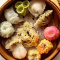 Seafood/Meat Dim Sum Platter 點心盤 (10 Pcs) · 10 different types of our handmade dumplings, including: Shrimp Dumpling, Shrimp & Pork Shui...