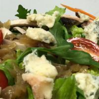 Veggie  Salad · Baby arugula, romaine lettuces,cherry tomato,artichocke,roasted eggplant, wild mushrooms, ca...