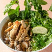 Lemongrass Chicken Pho Soup · Clear broth with vermicelli rice noodle, bean sprouts, shiitake mushroom, basil, cilantro, m...