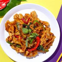Drunken Elephant Noodles · Stir-Fried Rice Noodles X Your Choice of Protein X Onion/Bell Pepper/Basil Leaves