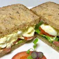 Cage Free Egg Salad · Cage-free hard boiled eggs with house-made mayo, tomato & lettuce