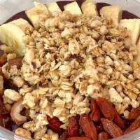 Super Acai Bowl · Wattle Acai Blend topped with Goji Berries, Dates, Hemp Granola & Banana (V)
