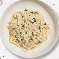 Cluck Cluck Alfredo Pasta · The classic creamy alfredo sauce with fried or grilled chicken.