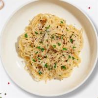Go Go Garlic And Oil Pasta · Fresh garlic, extra virgin olive oil and fresh parsley.