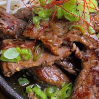 Wagyu Beef Teppan Steak · Premium wagyu beef, garlic chips, beansprout, scallion