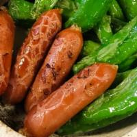 Shishito & Premium Sausage  · Premium Japanese pork sausage, fried shishito peppers