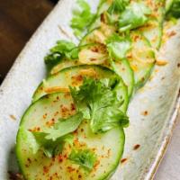 Umami Cucumber  · Marinated cucumber, cilantro, fried onion -Vegan-