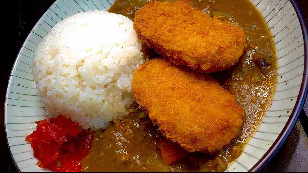 Vege Croquette Curry  · ground pork, onion, carrot, ginger, garlic, japanese style potato croquette