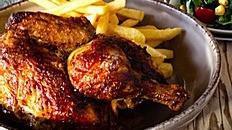 Half Roasted Chicken · Half roasted chicken, honey, lemon pepper glaze & choice of side. Add sweet potato fries for...