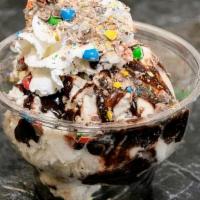 Little Fishes  · Flying Fish Fudge Ice Cream with chocolate syrup, m&ms and whipped cream