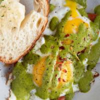 Green Eggs & Spam · Gluten Free. 2 eggs, salsa verde and toast.