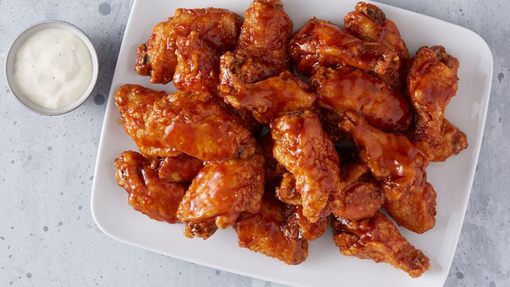 25 Wings · 25 Crispy Jumbo Wings with up to 3 of your Favorite Flavors! 5,000-6,283 cal.