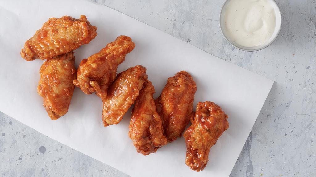 6 Wings · 6 Crispy Jumbo Wings with your Favorite Flavor! 1,200-1,690 cal.