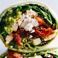 Mediterranean Wrap · Mixed Greens, Tomato, Cucumber, Feta, Olives, Balsamic Vinaigrette, Flour Wrap