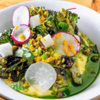 Wood-Grilled Broccoli Salad · orange, pistachios, and mint

Gluten Free
Vegan