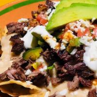 Meat Nachos (Nachos Con Carne) · Mexican Nachos With Your Choice Of Meat, Melted Mozzarella, Refried Beans, Jalapeños, Lettuc...