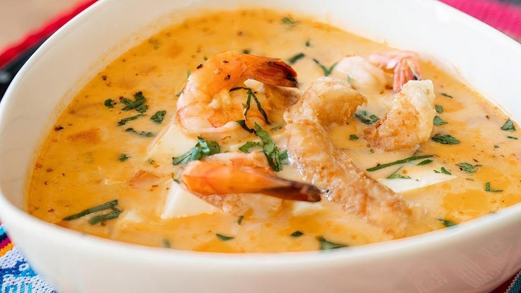 Chupe De Camarones  · Peruvian style shrimp soup.
