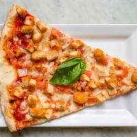 Chicken, Fresh Tomato & Onions Pizza Slice · 