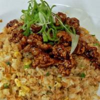 Bbq Fried Rice · Pork and vegetables fried rice with bbq kara-age.
