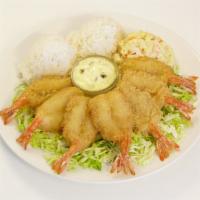 Fried Shrimp · Regular plate lunch includes 2 scoops of rice and 1 scoop of macaroni salad. Mini plate lunc...