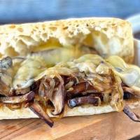 Mushroom French Dip · Portobello and shiitake mushrooms, Swiss cheese and caramelized onions on a French baguette....