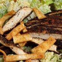 Spicy Chicken Salad · 11 spice pan roasted chicken breast, roasted corn, poblano peppers, crispy tortilla strips, ...