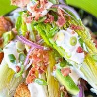 Blt Salad · Little gem lettuce, bacon, grape tomato, red onion, avocado, spring onion, crouton, herb but...