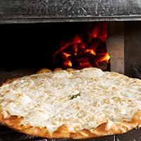 White Pie With Garlic Pizza · A sauceless pie topped with ricotta, mozzarella, and parmesan cheese.