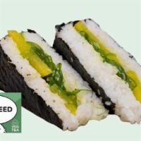 Seaweed Riceball · Seaweed salad with pickled radish.  Contains sesame seeds.