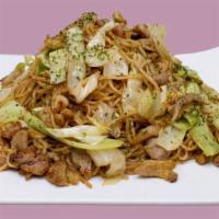 Yakisoba · Stir-Fried Noodles with cabbage. Contains mayo.