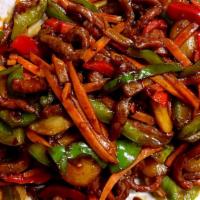 Shredded Pork In Garlic Sauce · Hot and spicy.