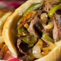 Ribeye Cheese Steak Sub · Thinly sliced Ribeye steak with cheese, served with choice of grilled onions, peppers and mu...