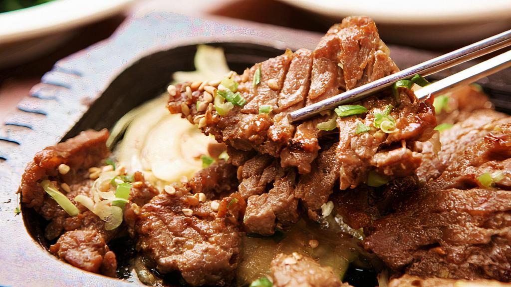 Hibachi Beef Express · Lunch portion fresh made to order, USDA choice Mongolian style beef, teppanyaki sauteed in a sweet and savory homemade teriyaki sauce. Served with seasonal vegetables, on top of jasmine rice or fried rice
