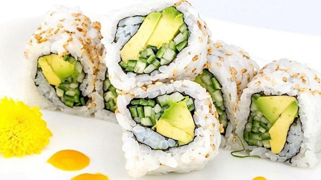 Cucumber Avocado Roll · 8pc inside out roll with cucumber and avocado.