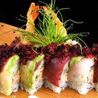 Dragonfish Roll  · Tempura shrimp, tuna, yellowtail, three caviars, and cucumber