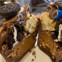 Giant Pb Cup: Cookie Monster! · A giant (the size of a cupcake), milk chocolate, creamy peanut butter cup, loaded with golde...