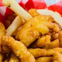 Clam Strips · Served with French fries or coleslaw.