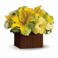 Teleflora'S Smiles For Miles · Shower them with sunshine! An abundance of yellow and green blooms burst from the stylish ba...