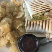 Southwest Chicken Wrap · Grilled chicken, black beans, seasoned rice, red onion, green peppers and pepper jack cheese...