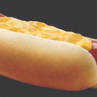 Cheese Dog · Hot dog topped with melted cheese sauce.