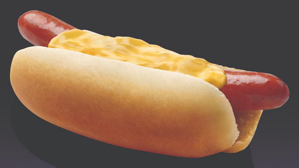 Cheese Dog · Hot dog topped with melted cheese sauce.