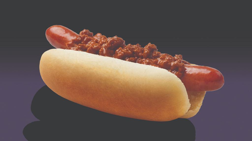 Chili Dog · Hot dog topped with Nathan's chili without beans.