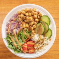 Mediterranean Chickpea Bowls With Peanut Dressing · Mediterranean chickpea bowls with creamy peanut sauce! Made with spiced chickpeas, spinach, ...