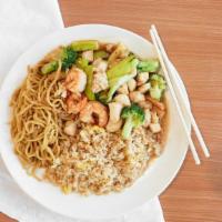 Hibachi Chicken · Includes clear soup house salad fried rice fried noodles grilled veggies 2 pcs shrimp.