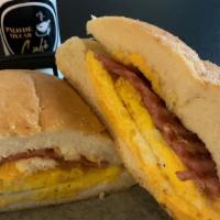 Pork Roll, Egg, And Cheese · pork roll, egg and melted american cheese, on a kayser roll