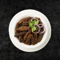 Okra Masala (Vegan) · Diced fresh okra, sautéed with onions, garlic and spices till crisp.