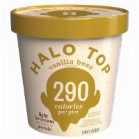 Halo Top Vanilla Bean · Creamy vanilla light ice cream with real vanilla bean specs throughout.