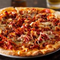 Meat Lover'S Pizza · Delicious and juicy mixed meats topped with house specials and cheese.