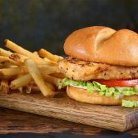 Grilled Chicken Sandwich · Grilled chicken breast with lettuce, tomato, and mayo.